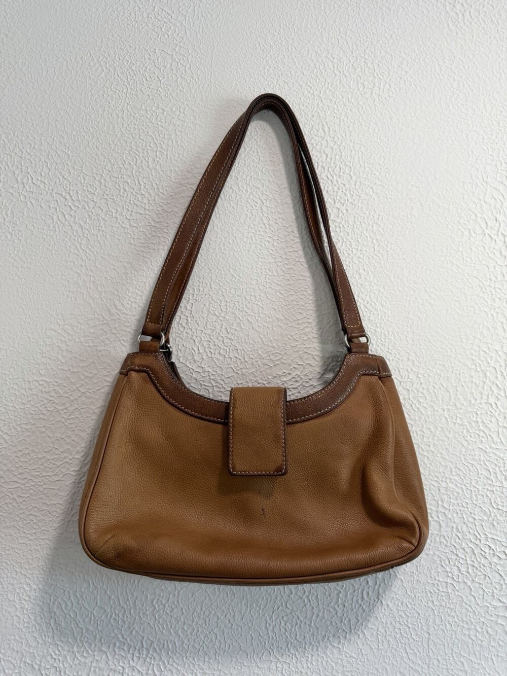 Vintage Y2K Fossil Brown Pebble Leather Shoulder Bag